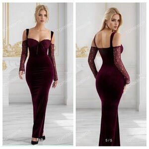 Cherley Black Cherry Velvet Maxi Dress